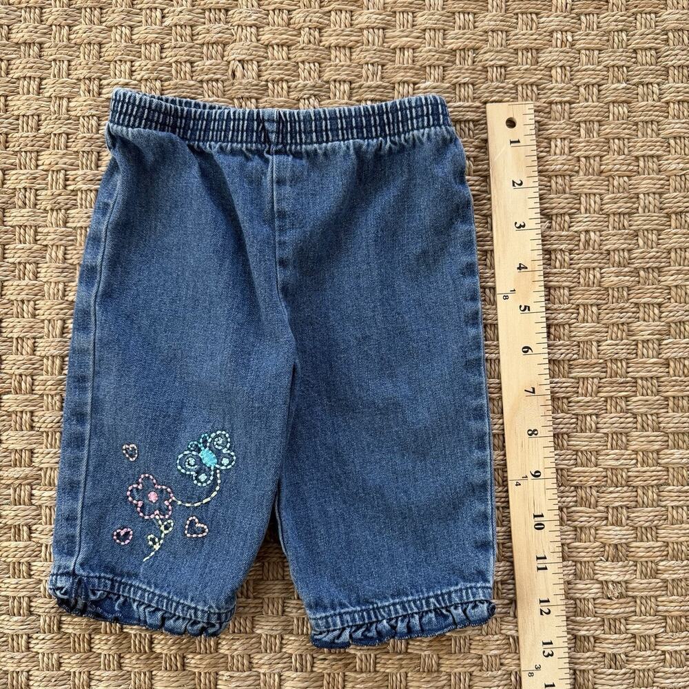 Vintage KRU Supplies Elastic Baby Girl’s Embroidery Jeans Size 3/6 Months - Picture 9 of 9